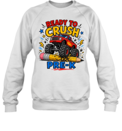 Retro Red Monster Truck Crushing Pencil Pre-K Graphic Tee Unisex Sweatshirt