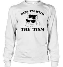 Rizz them with the tism cat sunglasses Long Sleeved T-shirt