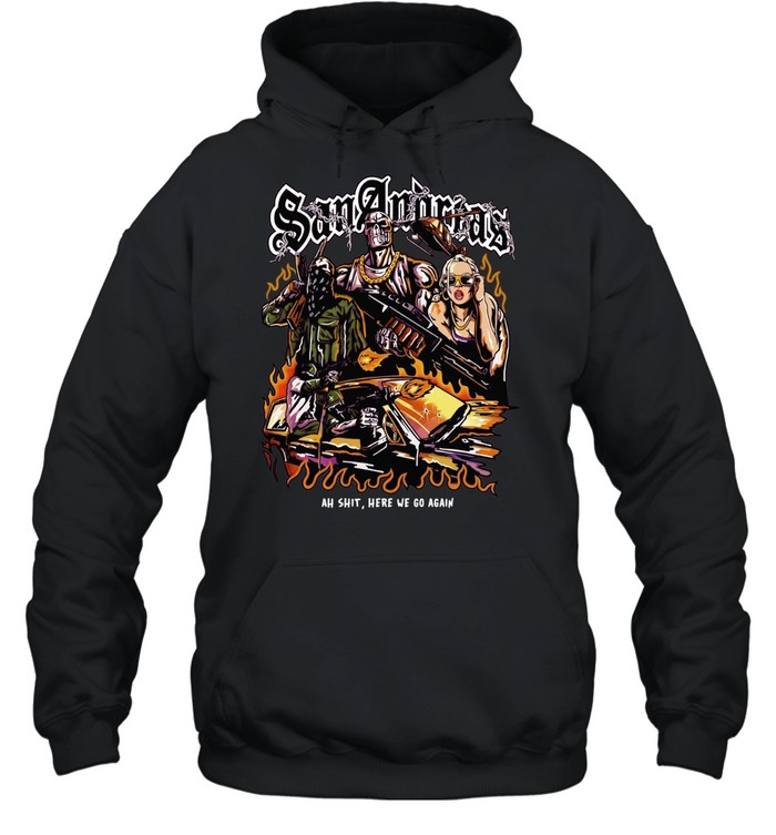San Andreas Carl Johnson Grove Street Families Rockstar Games ah shit here we go Unisex Hoodie
