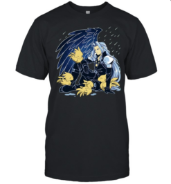 Sephiroth Final Fantasy VII with Chocobo birds sitting in the rain  Classic Men's T-shirt