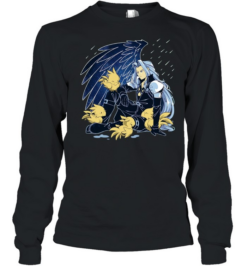 Sephiroth Final Fantasy VII with Chocobo birds sitting in the rain  Long Sleeved T-shirt