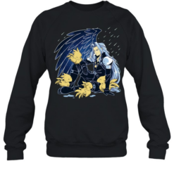 Sephiroth Final Fantasy VII with Chocobo birds sitting in the rain  Unisex Sweatshirt