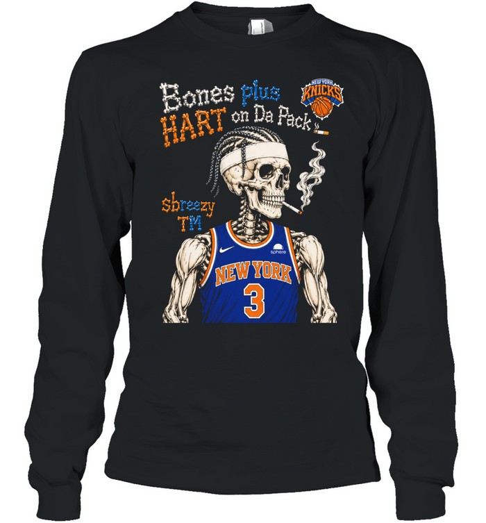 Skeleton Josh Hart New York Knicks Bones plus HART on Da Pack Long Sleeved T-shirt