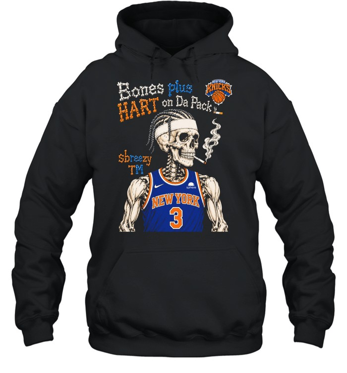 Skeleton Josh Hart New York Knicks Bones plus HART on Da Pack Unisex Hoodie