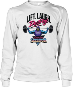 Skeletor Masters of the Universe Lift Laugh Destroy Gym Bro Skeletor Long Sleeved T-shirt