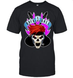 Skull Rock X Roll Music Headbanger Skeleton with Spiky Red Hair  Classic Men's T-shirt