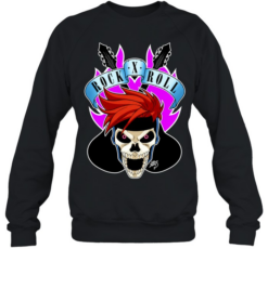 Skull Rock X Roll Music Headbanger Skeleton with Spiky Red Hair Unisex Sweatshirt