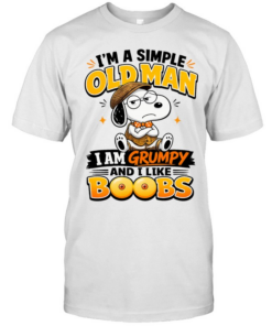 Snoopy I am a simple old I am grumpy and I like boobs Classic Men's T-shirt