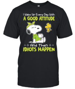 Snoopy I wake up every day with a good attitude and then idiots happen Classic Men's T-shirt