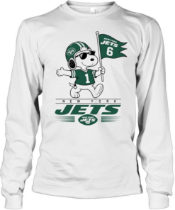 Snoopy New York Jets 6 1 Peanuts Football Long Sleeved T-shirt