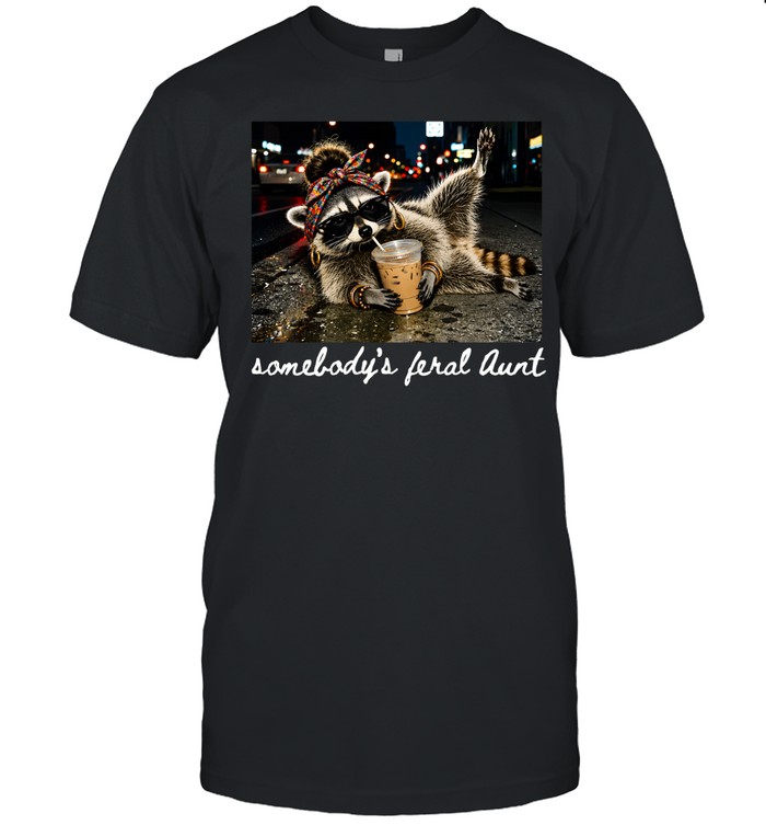 Somebody's Feral Aunt Funny Raccoon Iced Coffee Classic Men's T-shirt