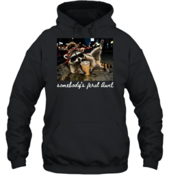 Somebody's Feral Aunt Funny Raccoon Iced Coffee Unisex Hoodie