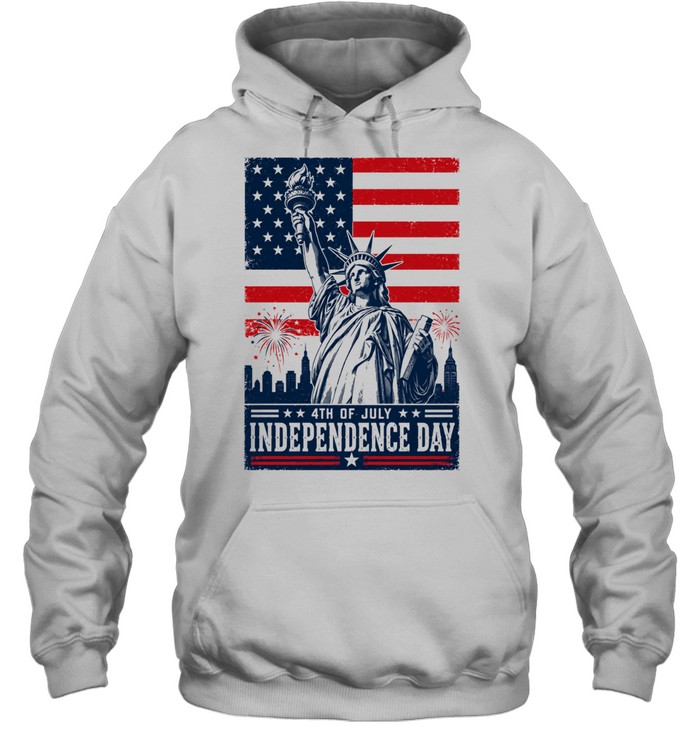 Statue of Liberty 4th of July Independence Day fireworks city skyline Unisex Hoodie