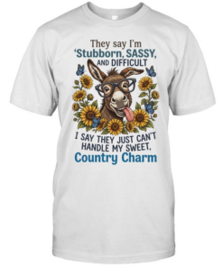Stubborn Sassy And Difficult Donkey With Sunflowers And Butterflies Classic Men's T-shirt