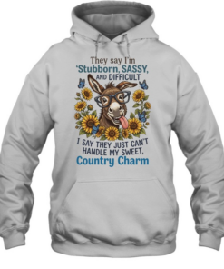 Stubborn Sassy And Difficult Donkey With Sunflowers And Butterflies  Unisex Hoodie