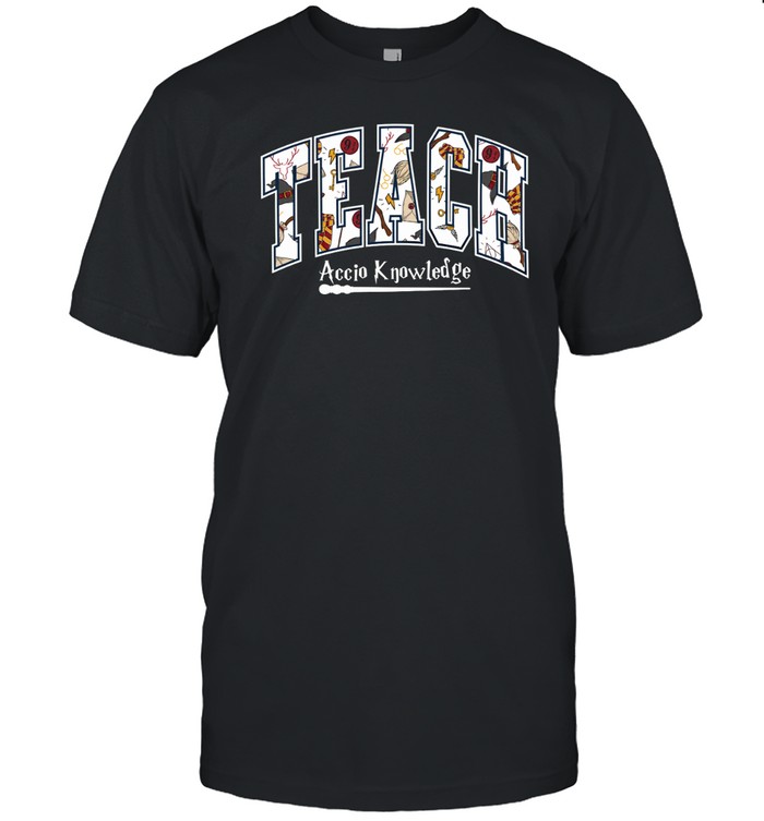 Teach Accio Knowledge Wizard Teacher T- with Magic School Pattern Classic Men's T-shirt