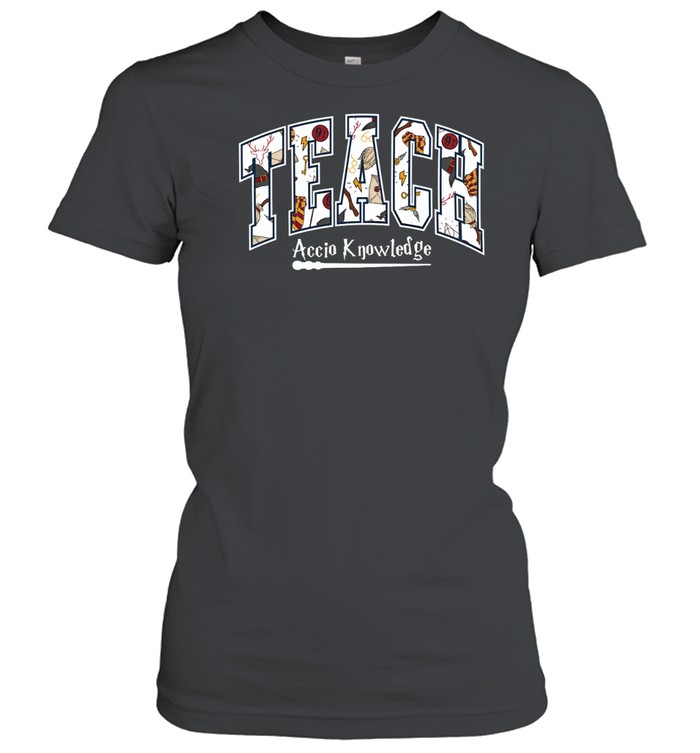 Teach Accio Knowledge Wizard Teacher T- with Magic School Pattern Classic Women's T-shirt