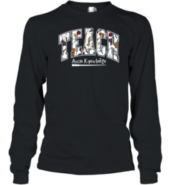 Teach Accio Knowledge Wizard Teacher T- with Magic School Pattern Long Sleeved T-shirt