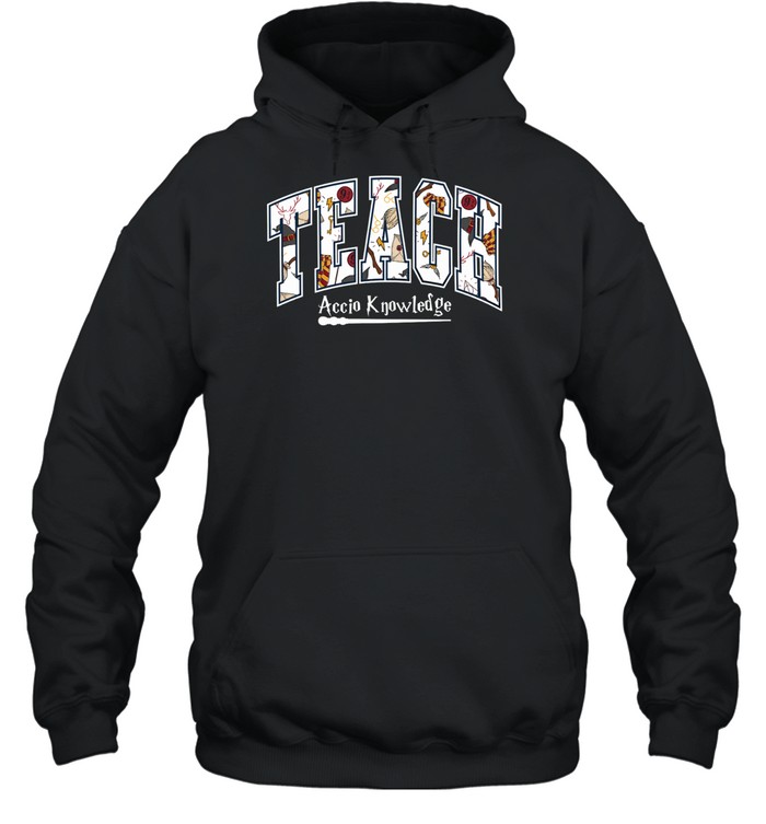Teach Accio Knowledge Wizard Teacher T- with Magic School Pattern Unisex Hoodie
