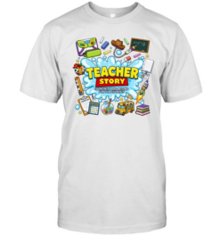 Teacher Story T- with Cute Space Ranger and Cowboy School Supplies Classic Men's T-shirt