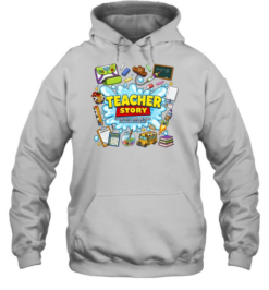 Teacher Story T- with Cute Space Ranger and Cowboy School Supplies Unisex Hoodie