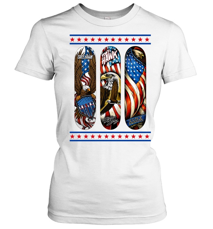 Tony Hawk signature series skateboard eagle American flag Classic Women's T-shirt