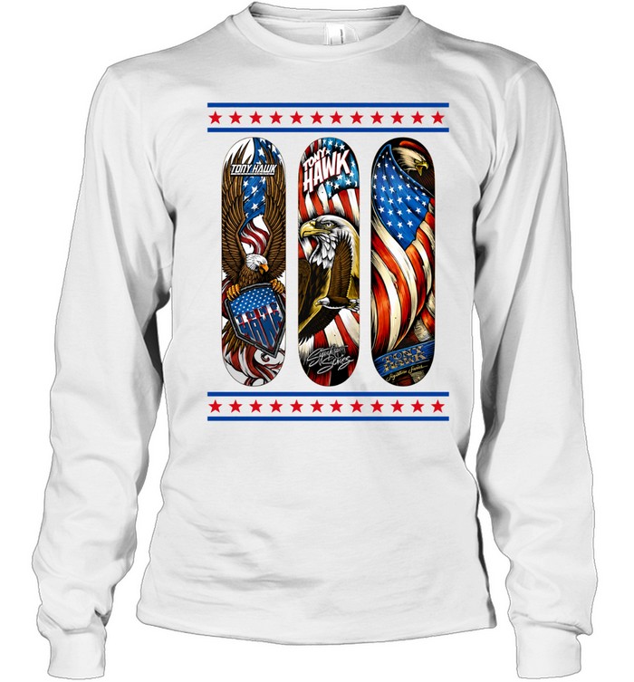 Tony Hawk signature series skateboard eagle American flag Long Sleeved T-shirt