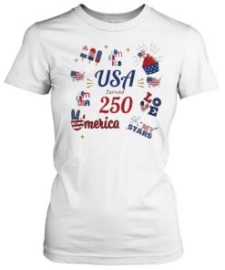 USA turned 250 merica Bed Wine Blue Love Oh my Stars Patriotic Fourth of July  Classic Women's T-shirt