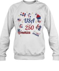 USA turned 250 merica Bed Wine Blue Love Oh my Stars Patriotic Fourth of July Unisex Sweatshirt