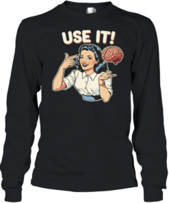 Use It Brain Retro Pinup Girl smart vintage style  Long Sleeved T-shirt