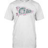 Vintage School Pennant Flag 4th Grade Tee with Pink Plaid Texture Classic Men's T-shirt