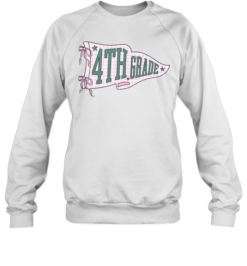 Vintage School Pennant Flag 4th Grade Tee with Pink Plaid Texture Unisex Sweatshirt