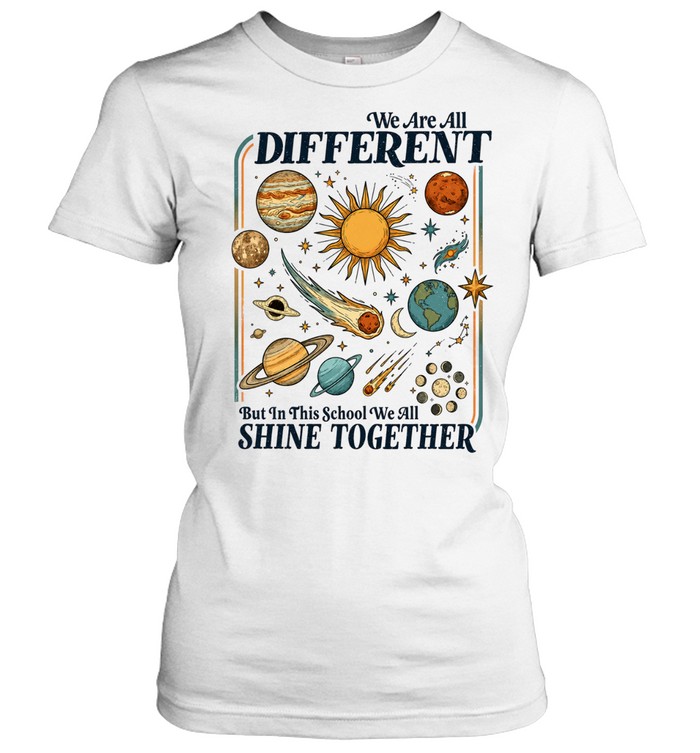 We All Shine Together T- with Retro Solar System Planets Graphic Classic Women's T-shirt