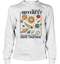 We All Shine Together T- with Retro Solar System Planets Graphic Long Sleeved T-shirt