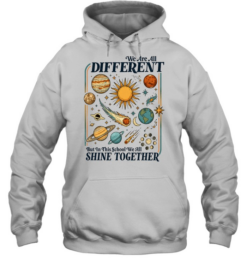 We All Shine Together T- with Retro Solar System Planets Graphic Unisex Hoodie