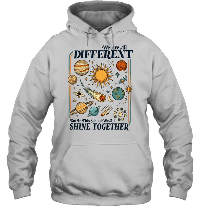 We All Shine Together T- with Retro Solar System Planets Graphic Unisex Hoodie