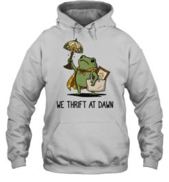 We Thrift At Dawn Cute Frog Thrifting Unisex Hoodie