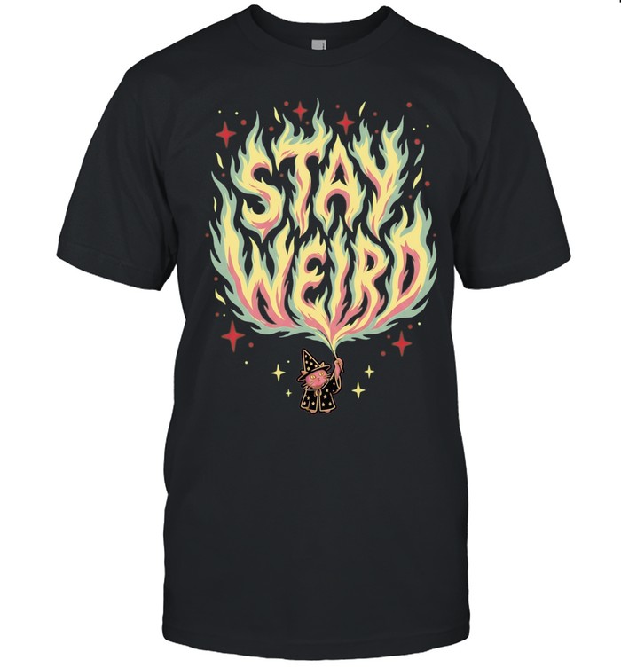 Witch Cat Stay Weird Flames Magic Spell Occult Pagan Mystical Fantasy Classic Men's T-shirt