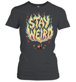 Witch Cat Stay Weird Flames Magic Spell Occult Pagan Mystical Fantasy Classic Women's T-shirt