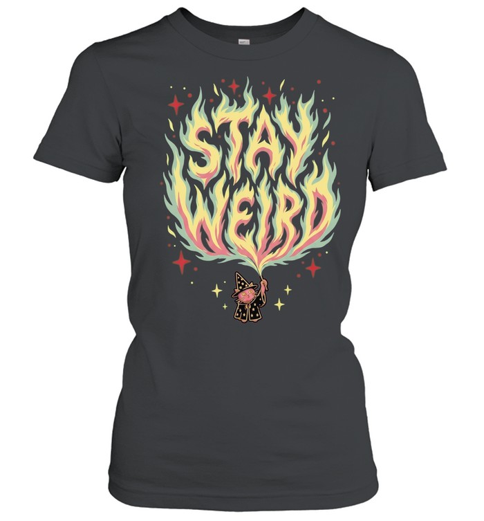 Witch Cat Stay Weird Flames Magic Spell Occult Pagan Mystical Fantasy Classic Women's T-shirt