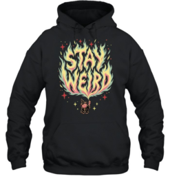 Witch Cat Stay Weird Flames Magic Spell Occult Pagan Mystical Fantasy Unisex Hoodie