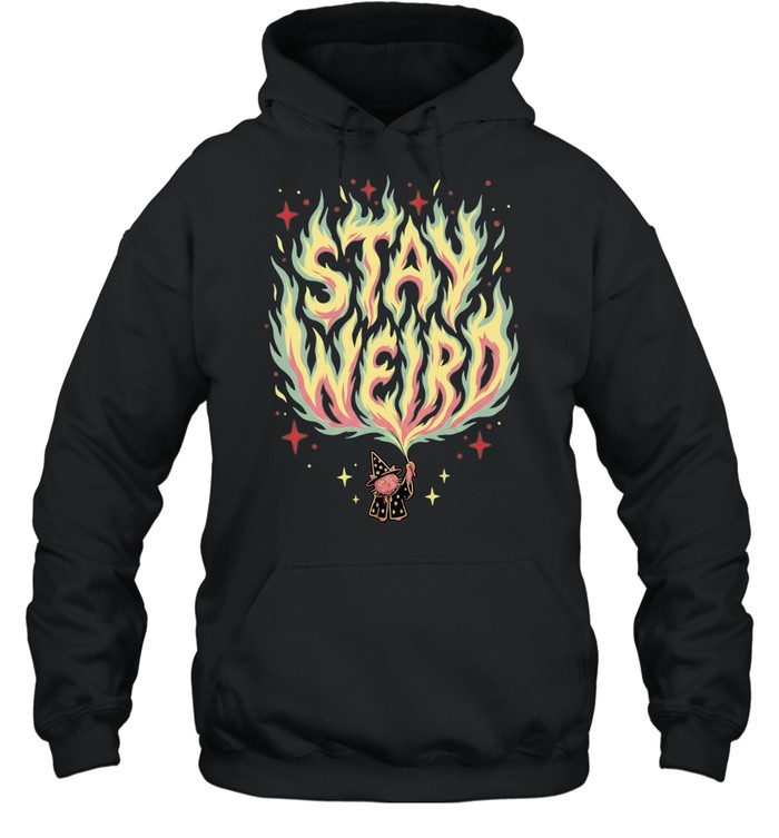 Witch Cat Stay Weird Flames Magic Spell Occult Pagan Mystical Fantasy Unisex Hoodie