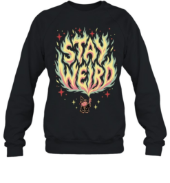 Witch Cat Stay Weird Flames Magic Spell Occult Pagan Mystical Fantasy Unisex Sweatshirt