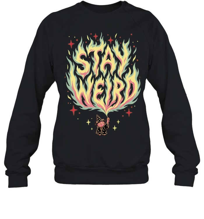 Witch Cat Stay Weird Flames Magic Spell Occult Pagan Mystical Fantasy Unisex Sweatshirt