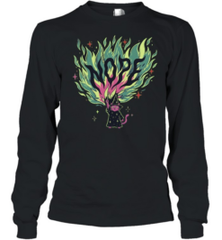 Wizard Cat NOPE Fire Magic Spell Casting Mystical Fantasy Kitten  Long Sleeved T-shirt