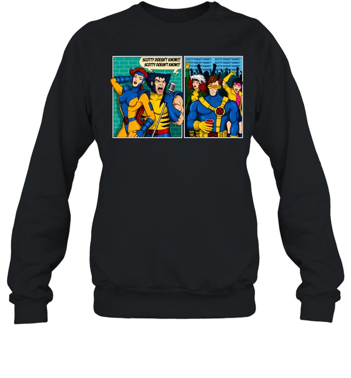 X-Men Wolverine Scotty doesn’t know cartoon comic panel parody humor Unisex Sweatshirt