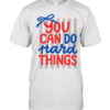 You Can Do Hard Things T- with Cute Blue Coquette Bow and Pink Stripes Classic Men's T-shirt