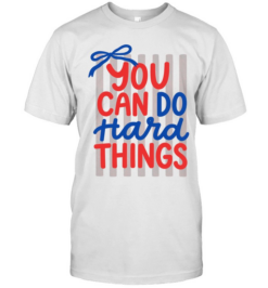 You Can Do Hard Things T- with Cute Blue Coquette Bow and Pink Stripes Classic Men's T-shirt